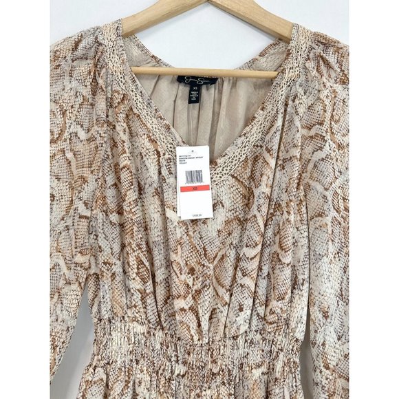 Jessica Simpson Kelley V-Neck Tier Maxi Dress Shadow Snake Blight White Size XS - Picture 5 of 6